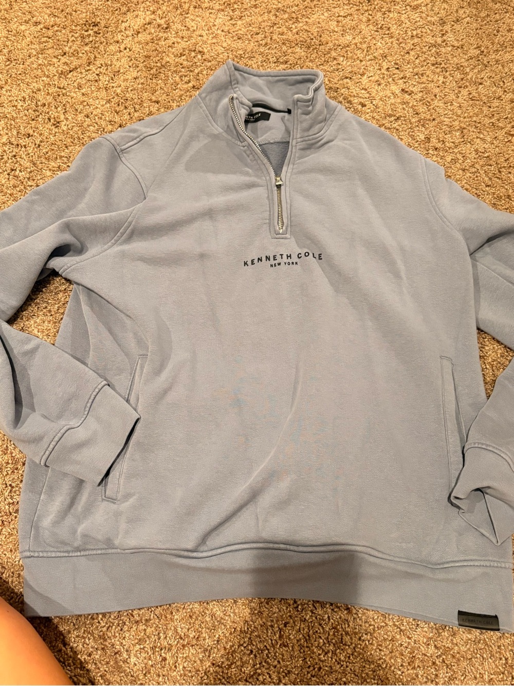 Kenneth Cole Light Blue Quarter-Zip Pullover Sweater